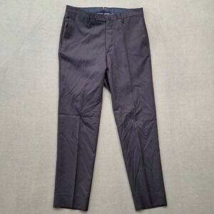 Incotex 32x32 Super 100s Classic Fit Men Navy Blue Dress Pants Trousers